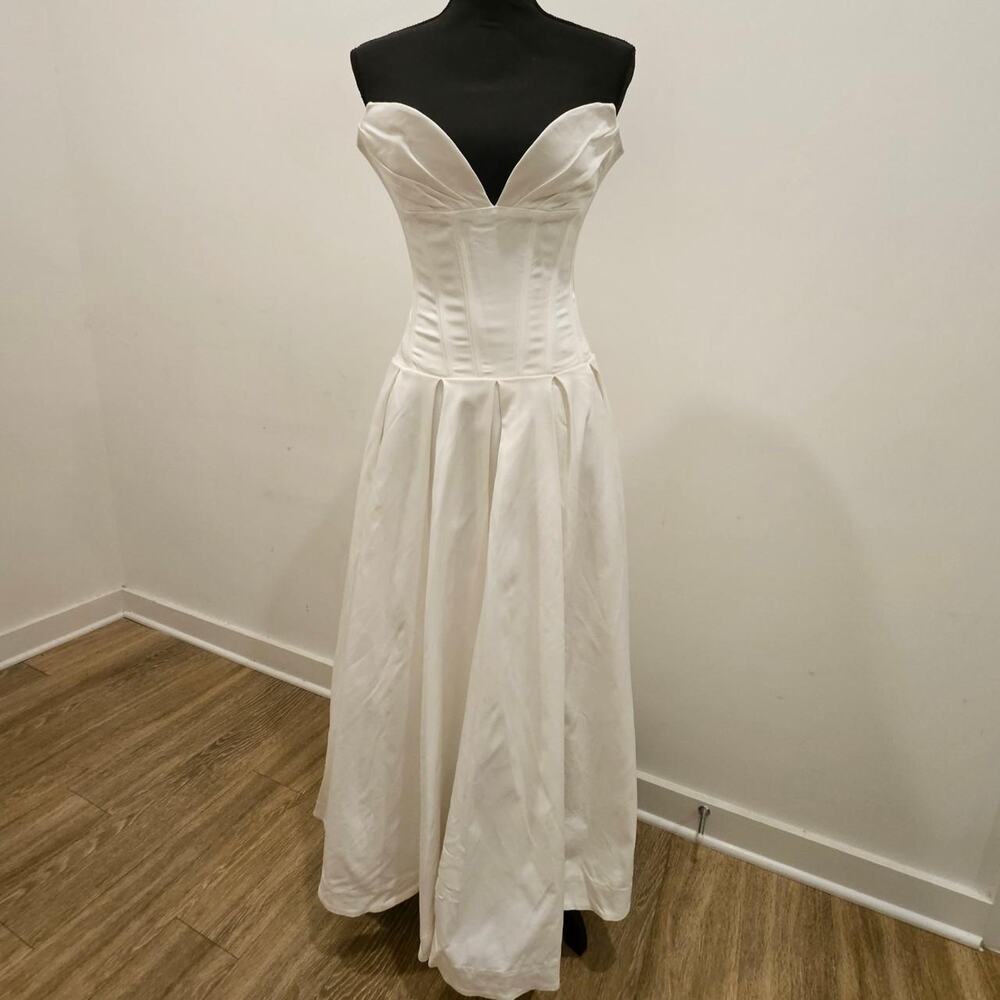 House of CB 'Lady' White Strapless Midi Dress / Size M-US 6-8